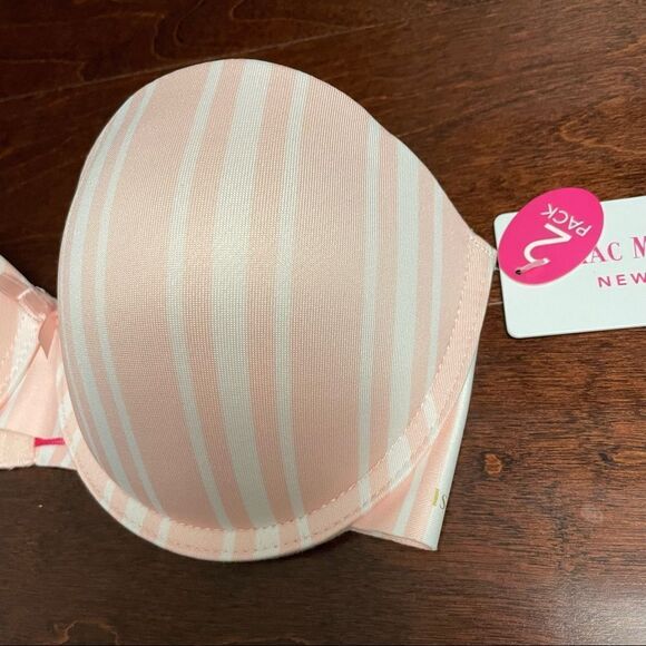 NWT Isaac Mizrahi Strapless Pink and White Striped Bra Size 34C - Picture 3 of 7